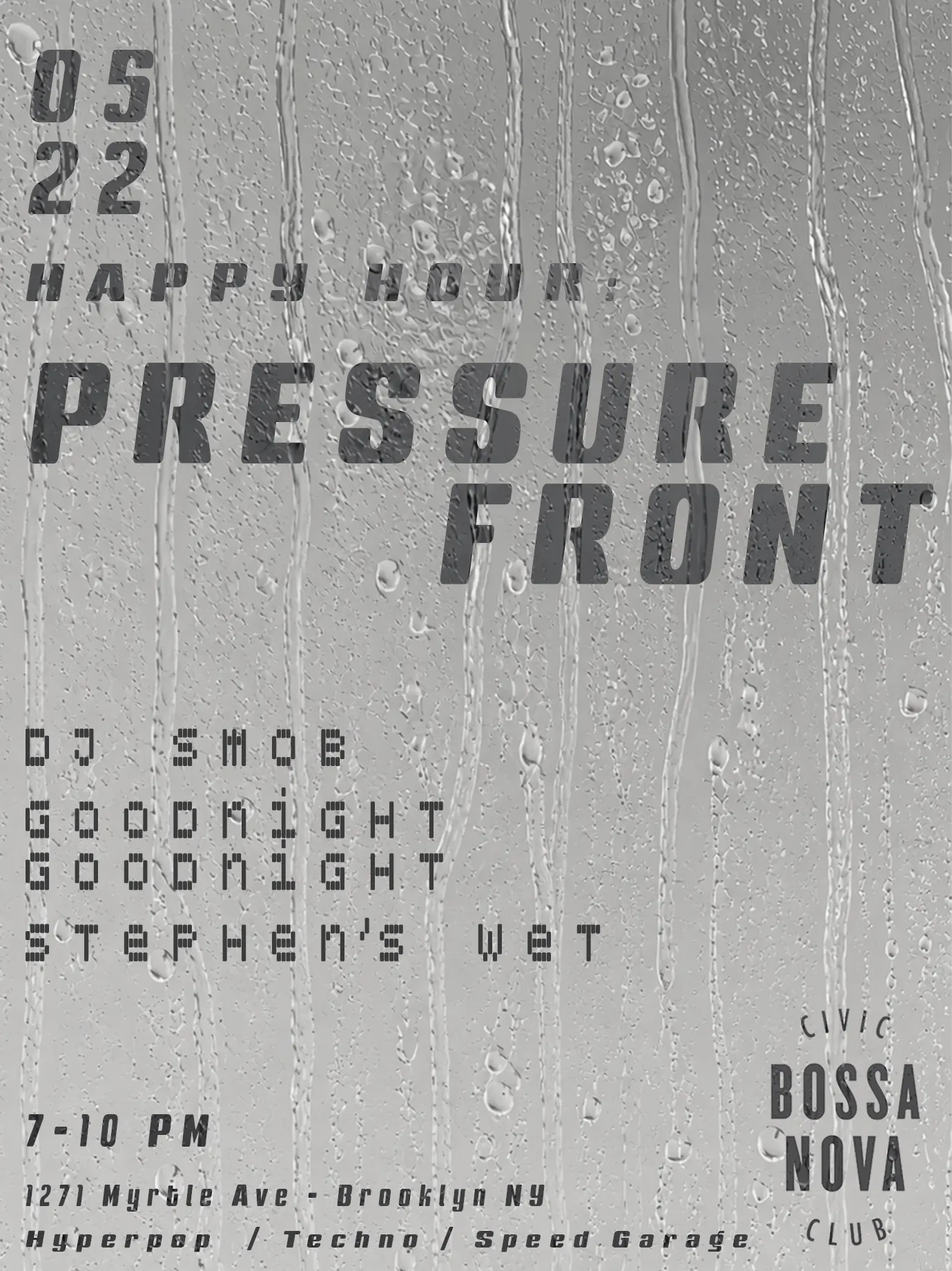 Happy Hour: Pressure Front event flyer