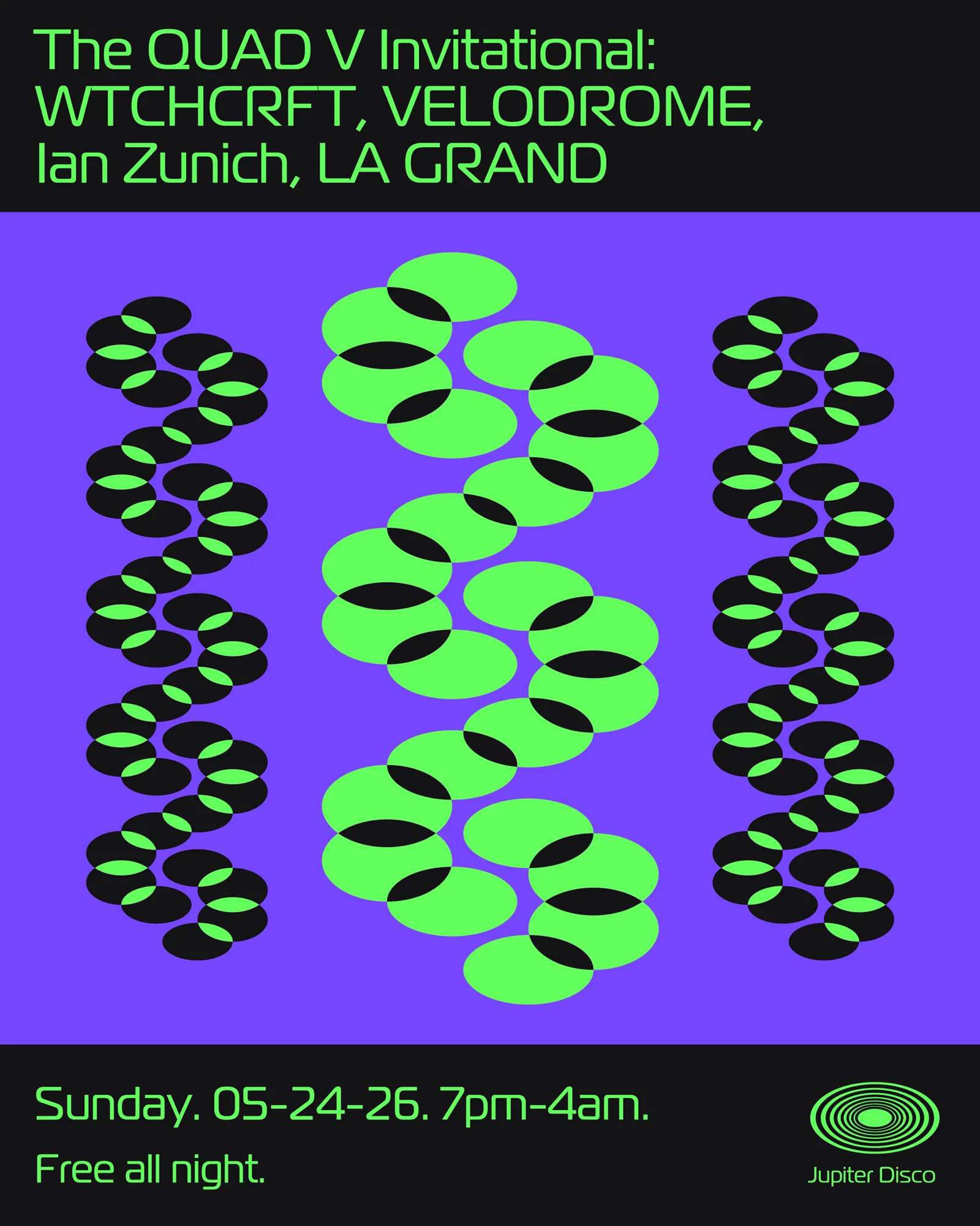 The QUAD V Invitational: WTCHCRFT, VELODROME, Ian Zunich, LA GRAND event flyer