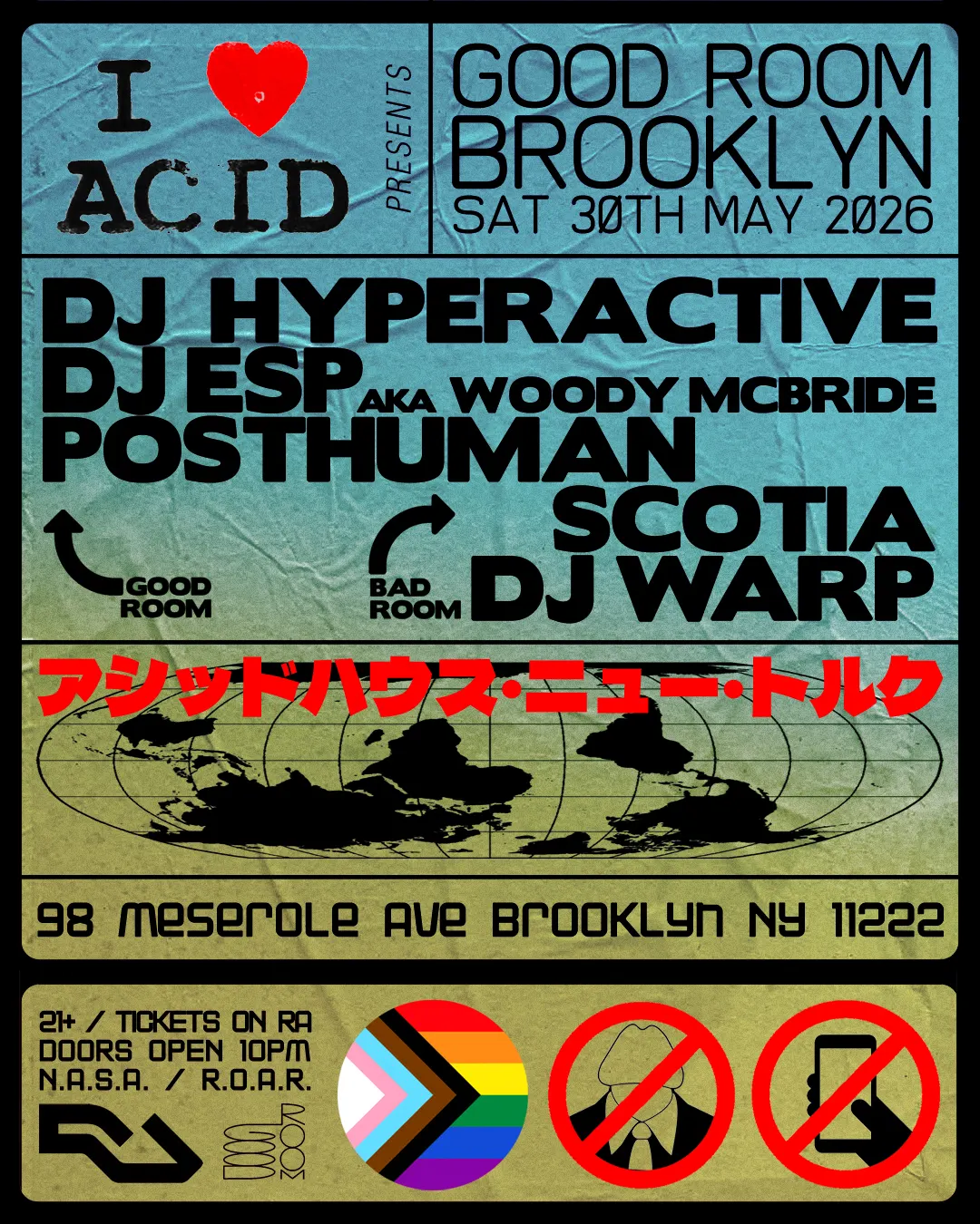 I Love Acid ft DJ Hyperactive, DJ ESP, Posthuman, Scotia, DJ Warp event flyer