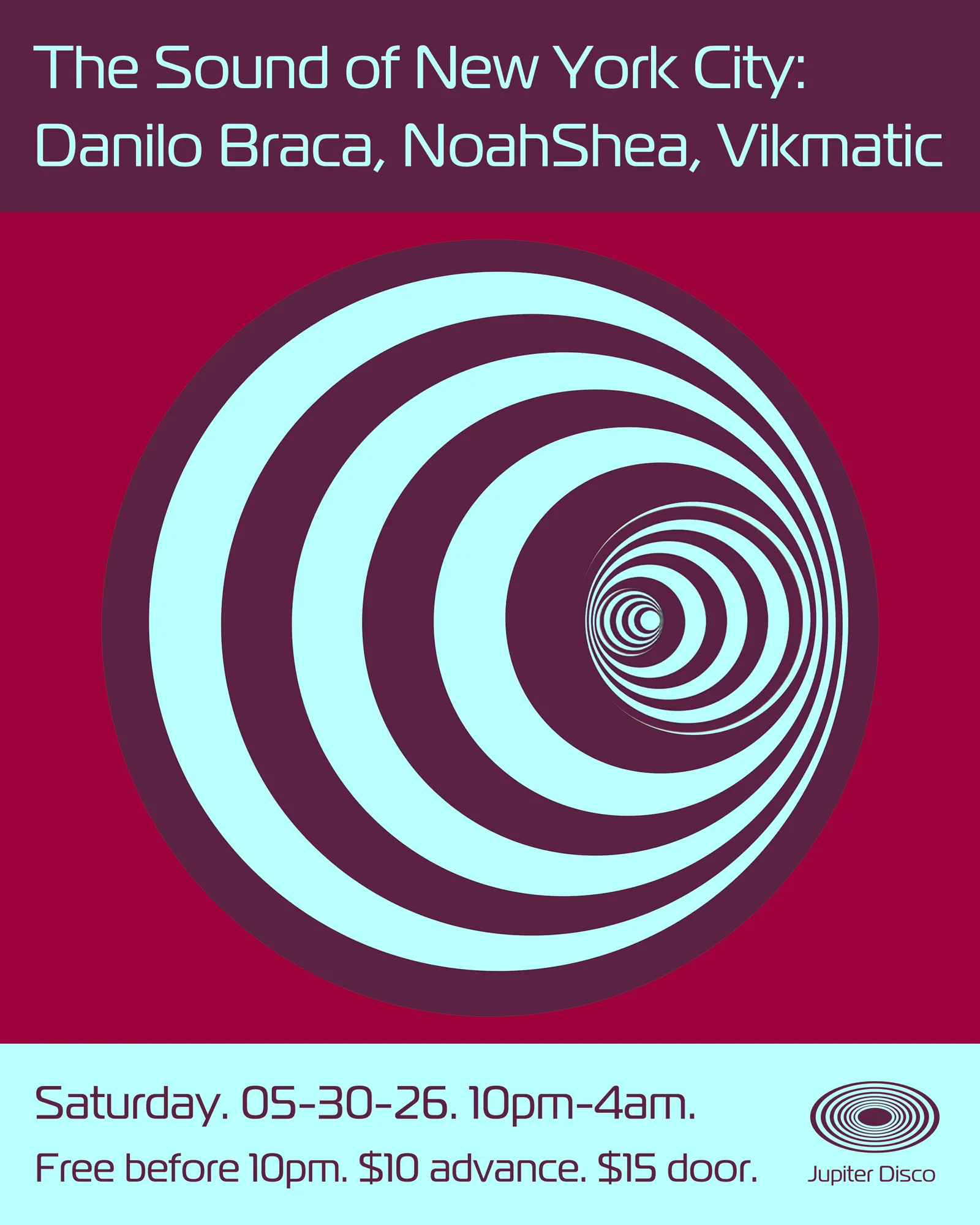 The Sound of New York City: DANILO BRACA, NoahShea, vikmatic event flyer