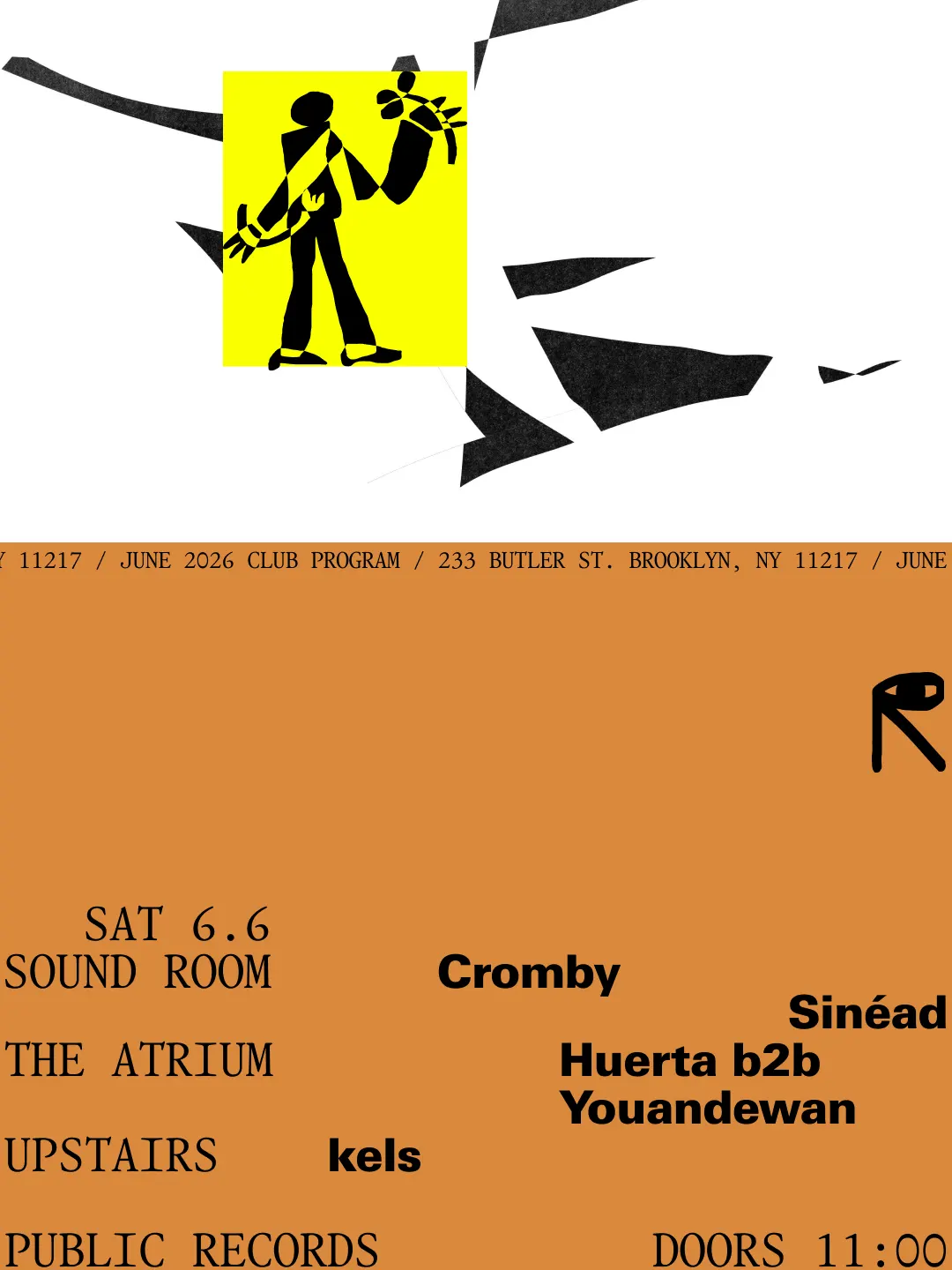 Cromby, Sinéad / Huerta b2b Youandewan / kels event flyer