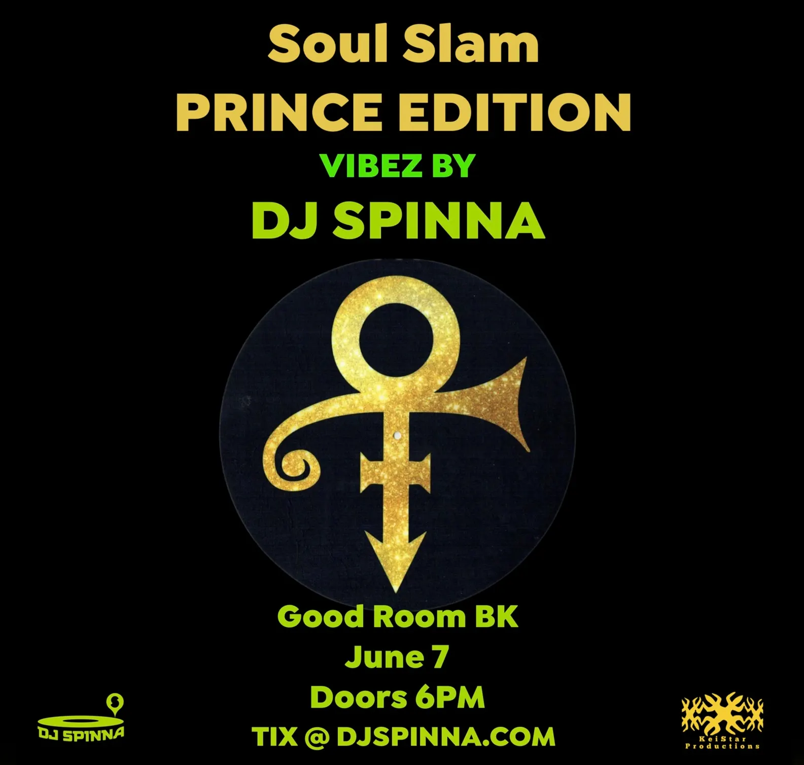 PRINCE Annual Music Tribute - Soul Slam with DJ SPINNA event flyer