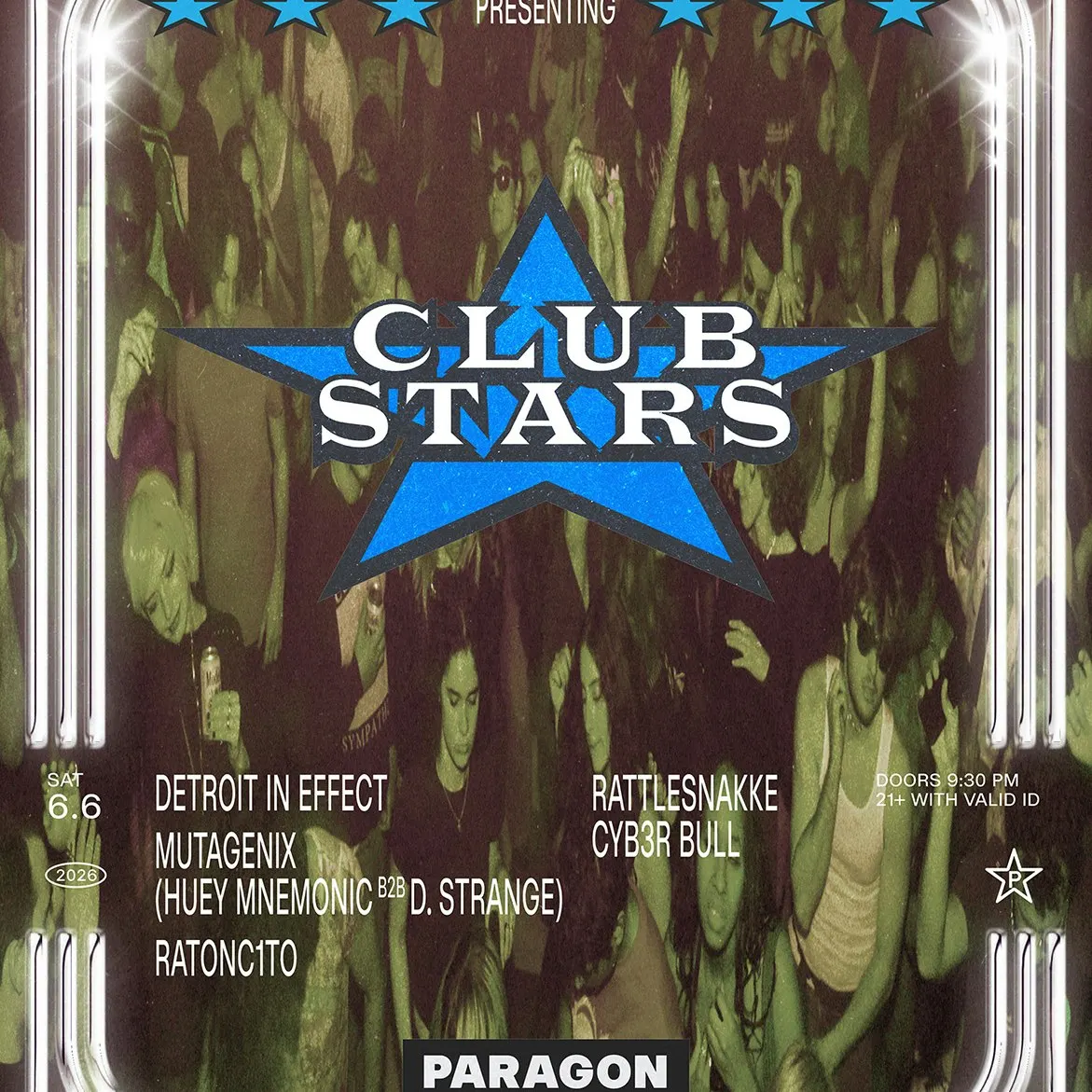 CLUB STARS: Detroit In Effect & MUTAGENIX + event flyer