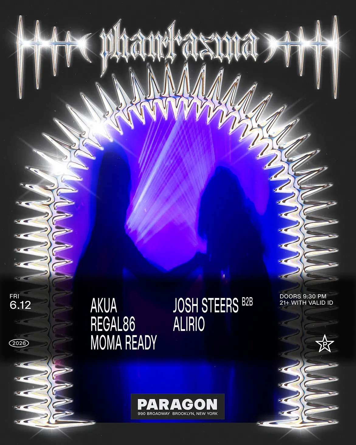 Phantasma: Akua, Regal86, MoMA Ready + Josh Steers b2b Alírio event flyer