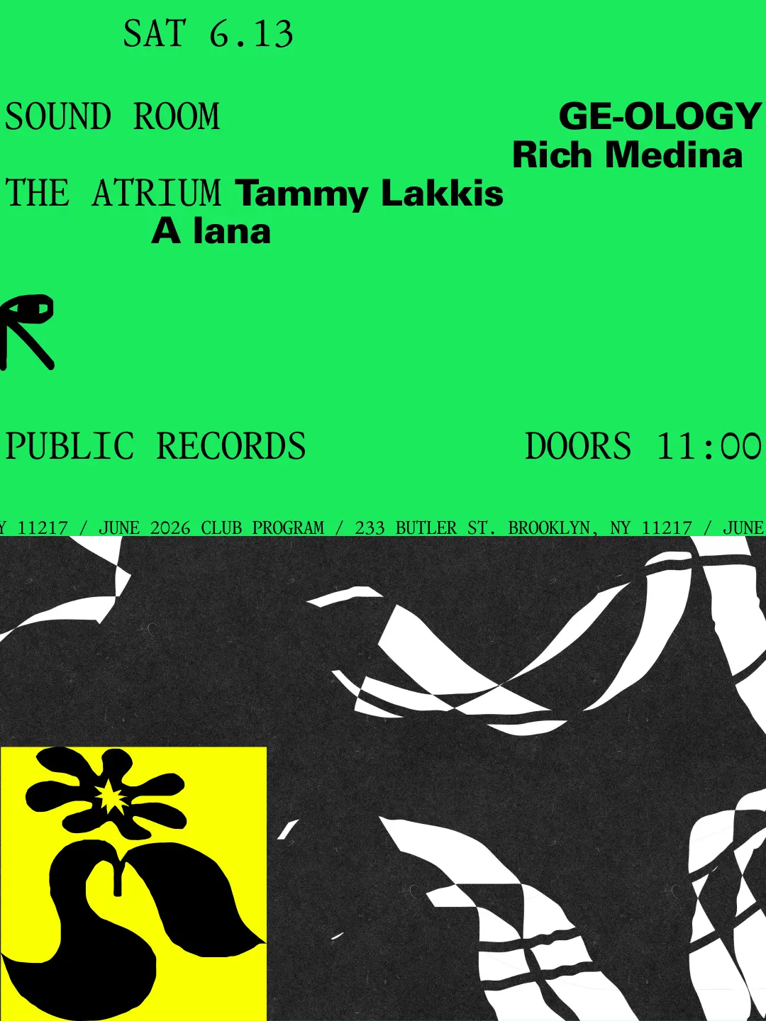 GE-OLOGY, Rich Medina / Tammy Lakkis, A lana event flyer