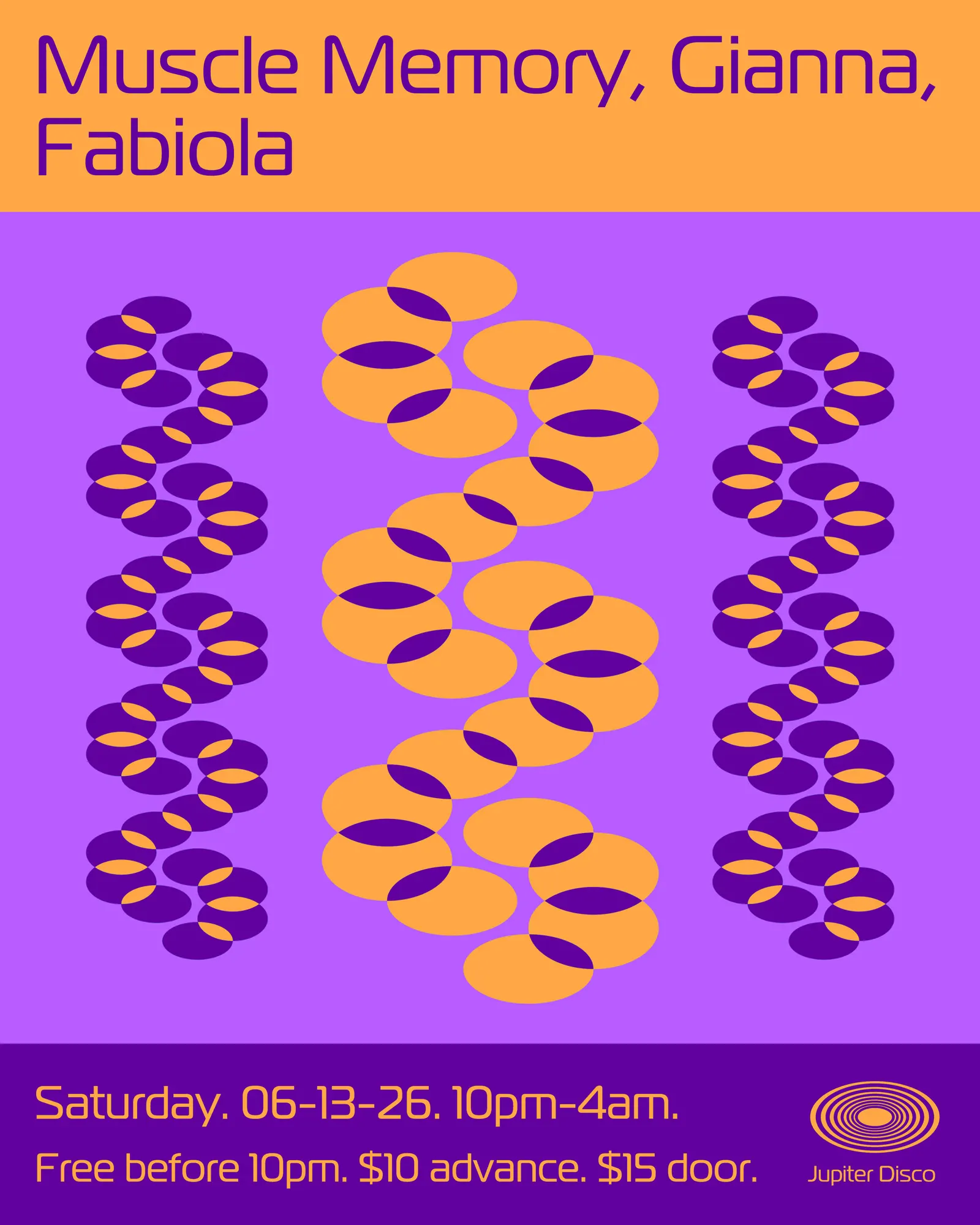 Muscle Memory, GIANNA, Fabiola event flyer