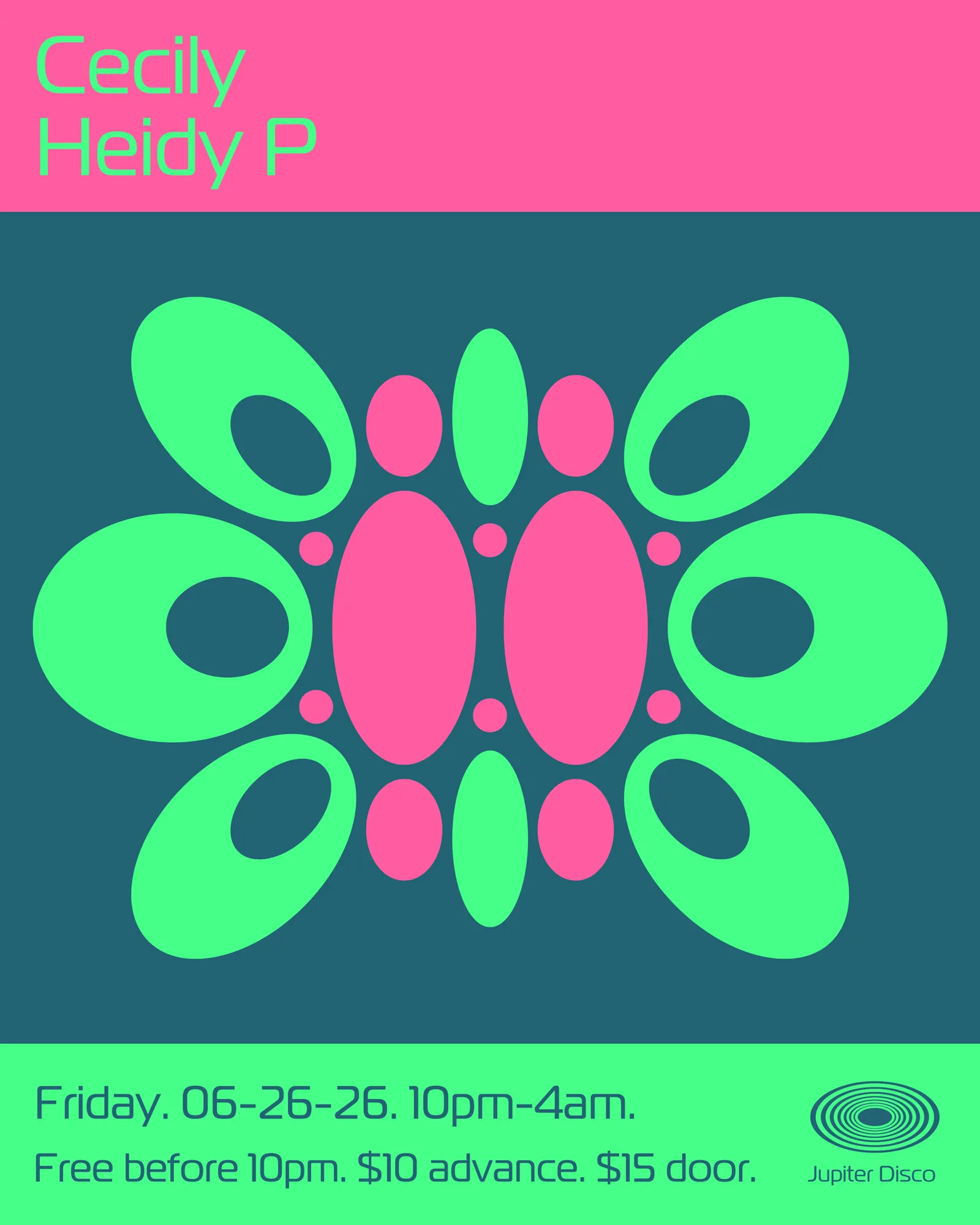 Cecily + Heidy P event flyer