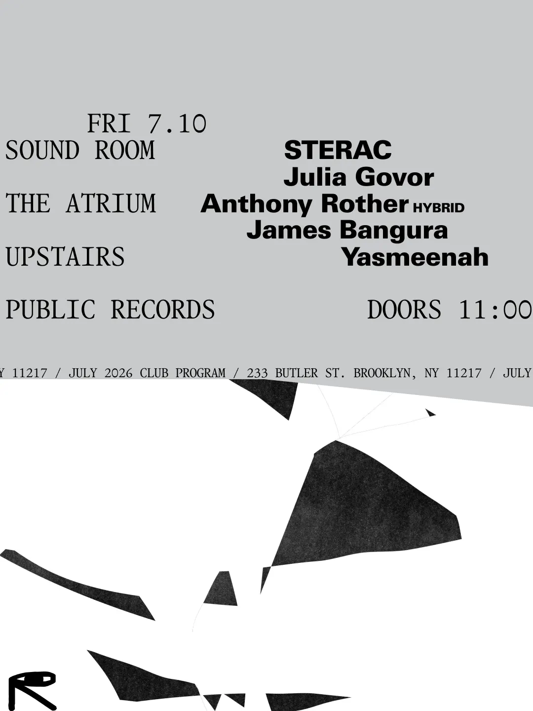 STERAC, Julia Govor / Anthony Rother [Hybrid], James Bangura / Yasmeenah event flyer