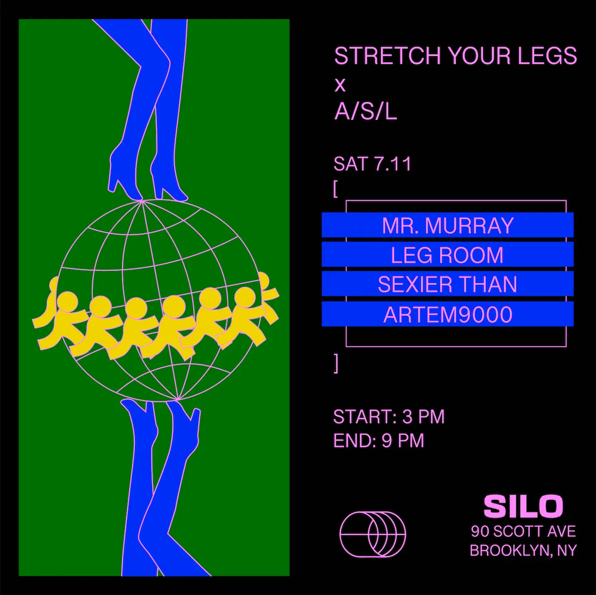 Stretch Your Legs X A/S/L event flyer