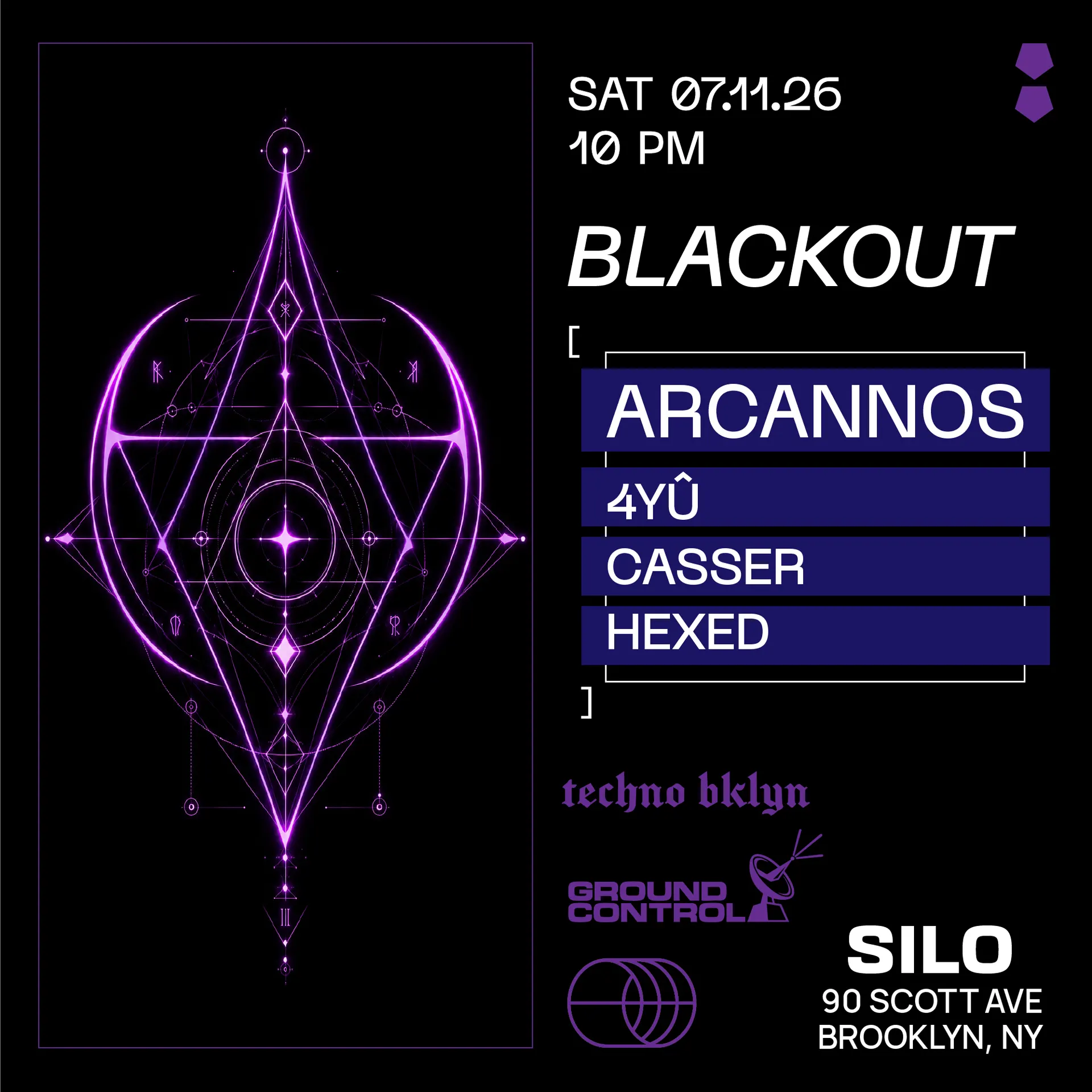 Blackout feat. Arcannos / 4YÜ / Casser / Hexed event flyer