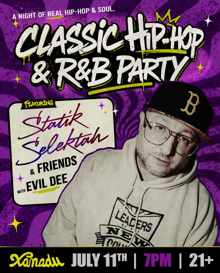 CLASSIC HIP-HOP & R&B Party feat. Statik Selektah & friends (skate all night) event flyer