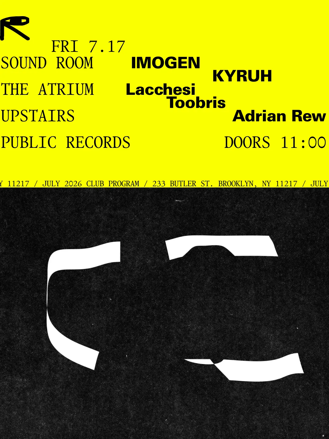IMOGEN, KYRUH / Lacchesi, Toobris / Adrian Rew event flyer
