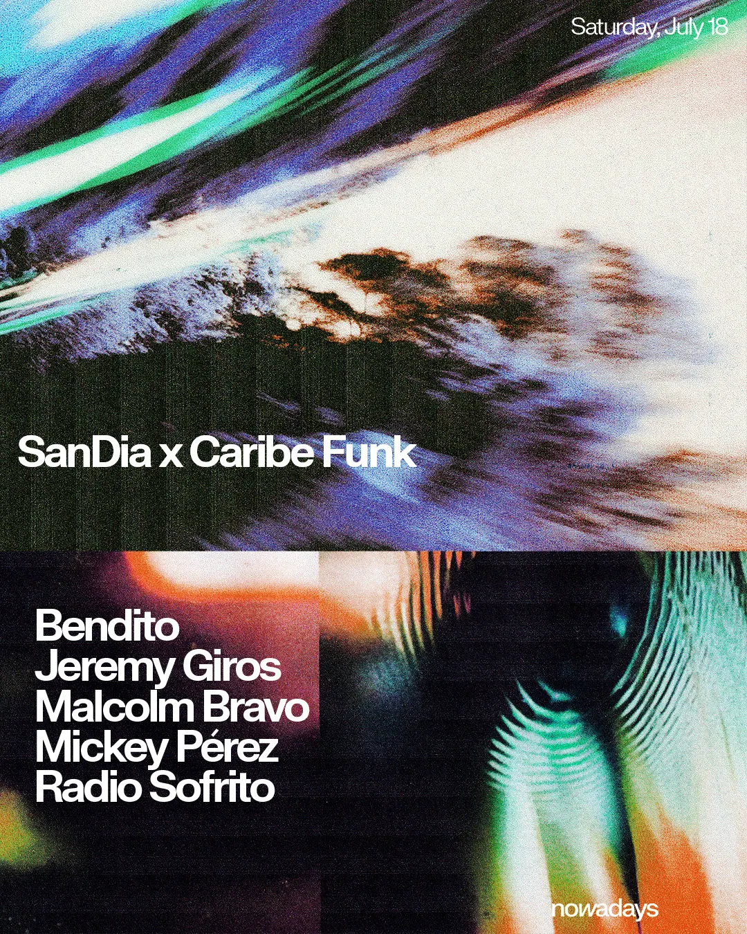 SanDia x Caribe Funk: Bendito, Jeremy Giros, Malcolm Bravo, Mickey Pérez, Radio Sofrito event flyer