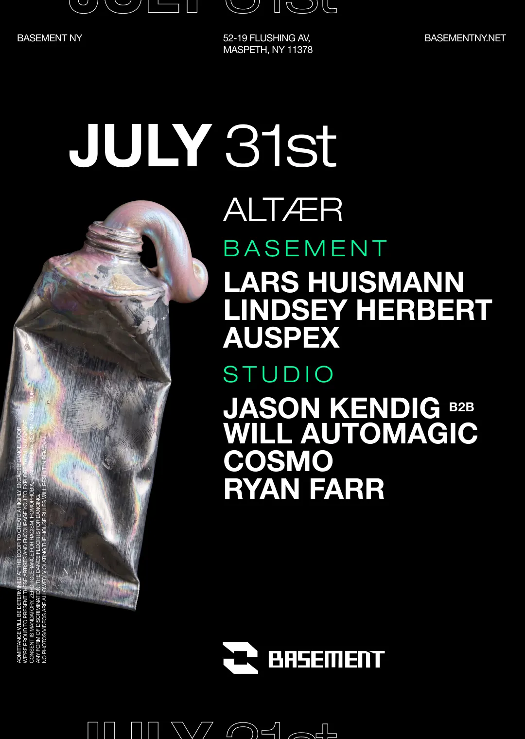 Altær: Lars Huismann / Lindsey Herbert / Auspex /Jason Kendig /Will Automagic /Cosmo /Ryan Farr event flyer