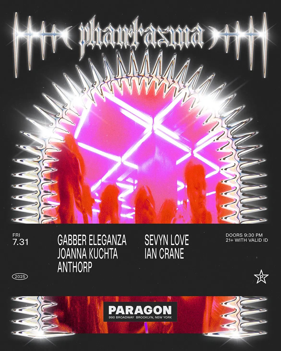 Phantasma: Gabber Eleganza, Joanna Kuchta, Anthorp + Sevyn Love & Ian Crane event flyer