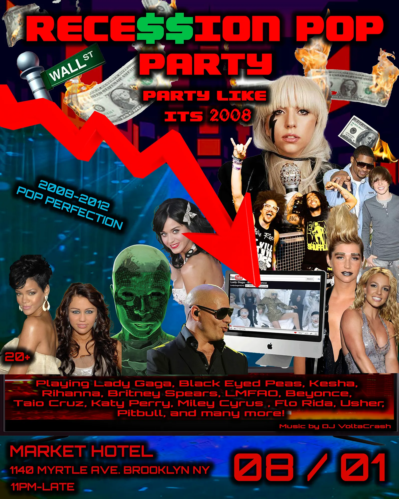THE RECESSION POP PARTY! PARTY LIKE IT'S 2008 event flyer