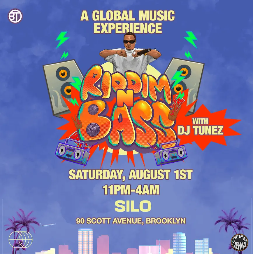 Afro Carnival presents Riddim N' Bass with DJ Tunez & Ethan Tomas event flyer