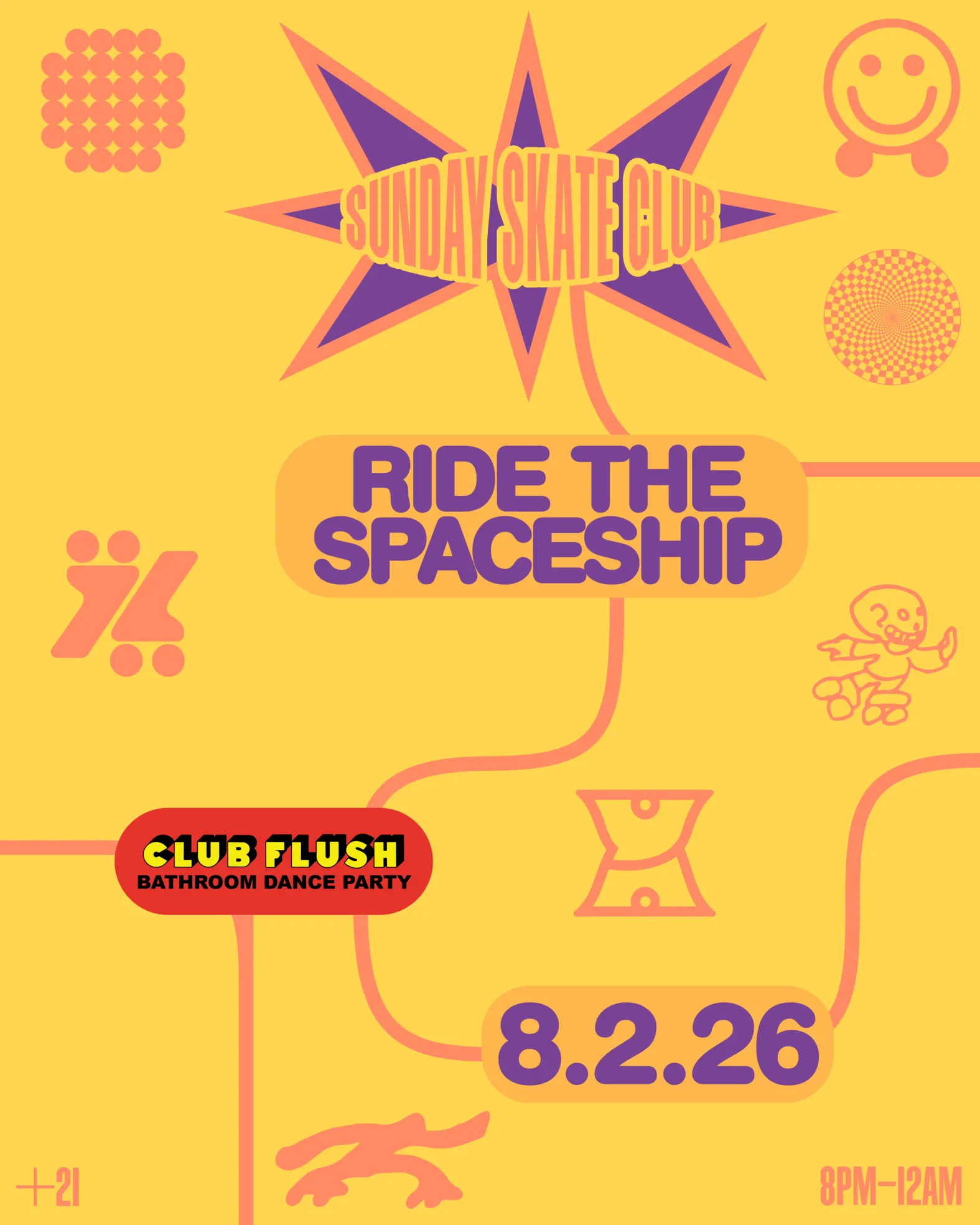 Sunday Skate Club: RIDE THE SPACESHIP ft. Sebastian Posso, LivBpm, Malachi, & auden barbour event flyer