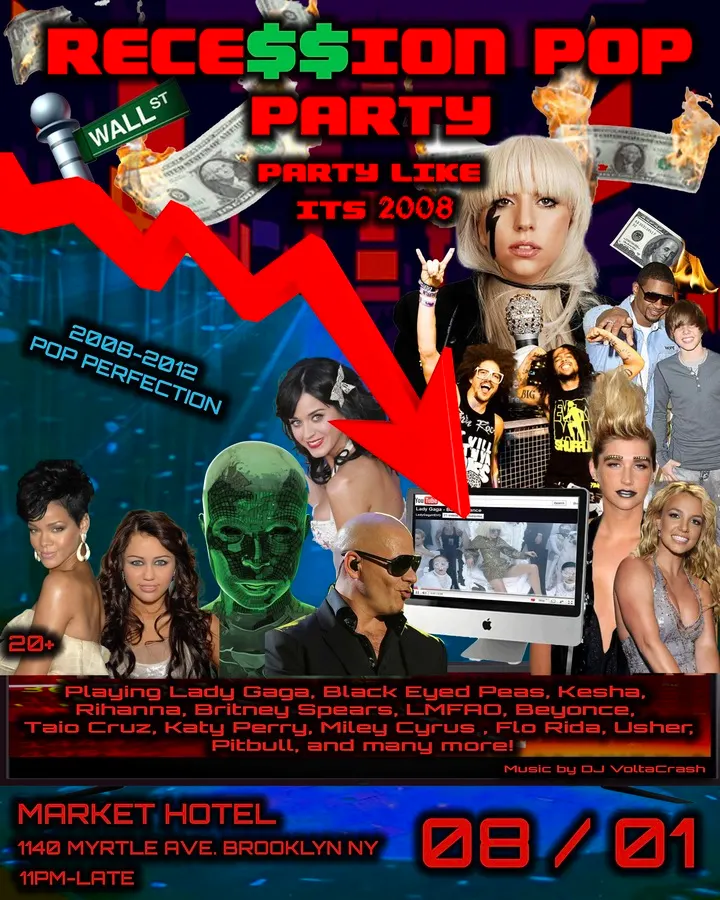 THE RECESSION POP PARTY event flyer