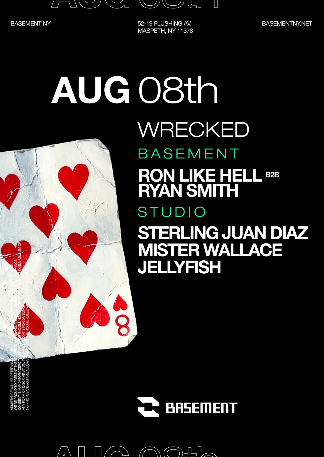 WRECKED: Sterling Juan Diaz / Mister Wallace / Jellyfish / Ron Like Hell b2b Ryan Smith event flyer