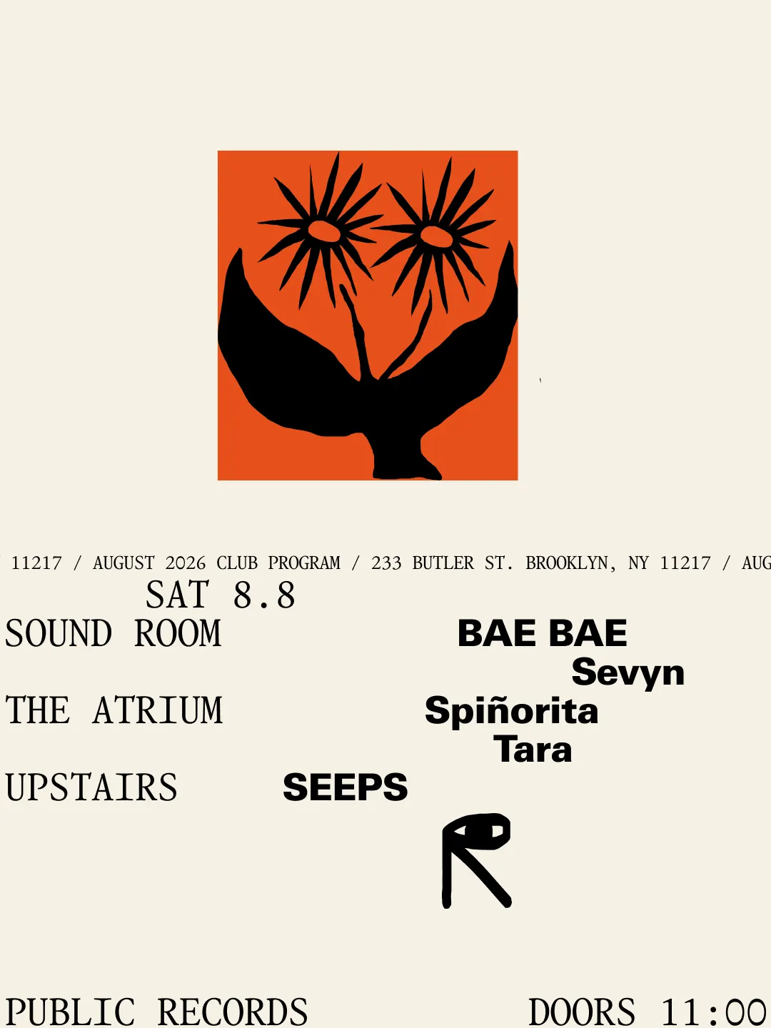 BAE BAE, Sevyn / Spiñorita, Tara / SEEPS event flyer