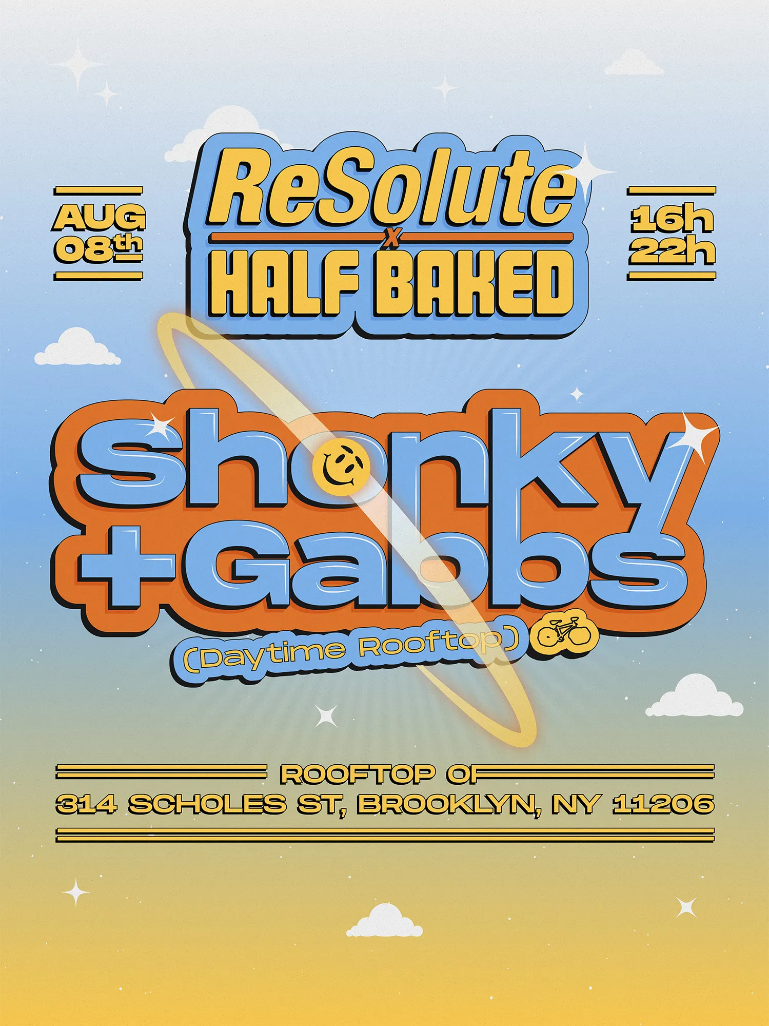 ReSolute x Half Baked: Shonky + Gabbs (Daytime Rooftop) event flyer