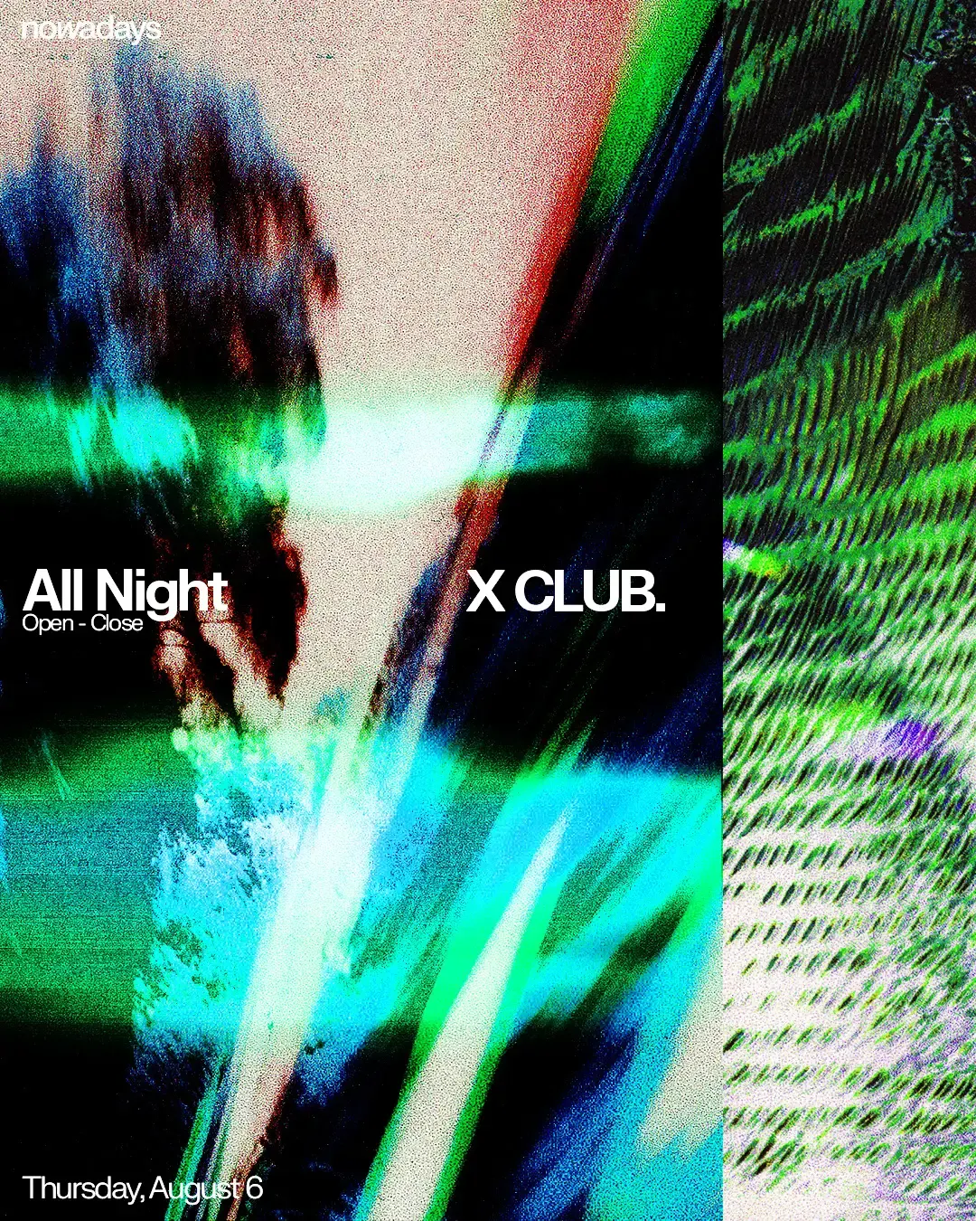 X CLUB. All Night event flyer